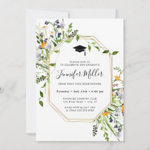Cartes Pour Fêtes Annuelles Élégant Floral Graduation Party Photo