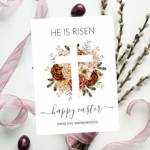 Cartes Pour Fêtes Annuelles Elégant Floral Happy Croix de Pâques Christian