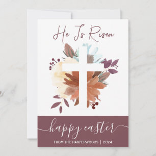 Cartes Pour Fêtes Annuelles Elégant Floral Happy Croix de Pâques Christian