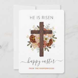 Cartes Pour Fêtes Annuelles Elégant Floral Happy Croix de Pâques Christian