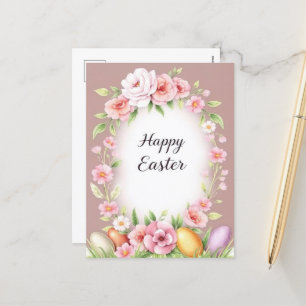 Cartes Pour Fêtes Annuelles Elégant Floral Happy Pâques Pastel Printemps