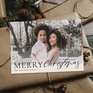 Cartes Pour Fêtes Annuelles Elégant floral Joyeux Noël noir ivoire photo