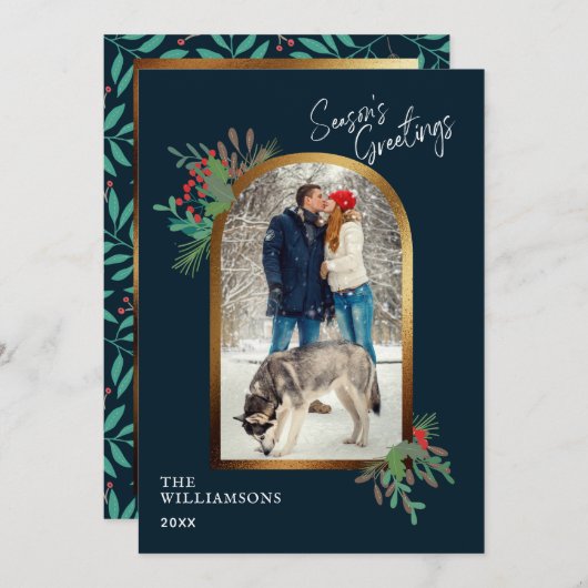 Cartes Pour Fêtes Annuelles Élégant Foliage Bonnes Fêtes photo personnalisées (Devant / Derrière)