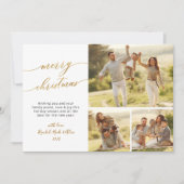 Cartes Pour Fêtes Annuelles Élégant Foliage vert 3 Multi Photo Noël (Devant)