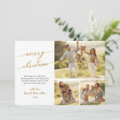 Cartes Pour Fêtes Annuelles Élégant Foliage vert 3 Multi Photo Noël (Debout devant)