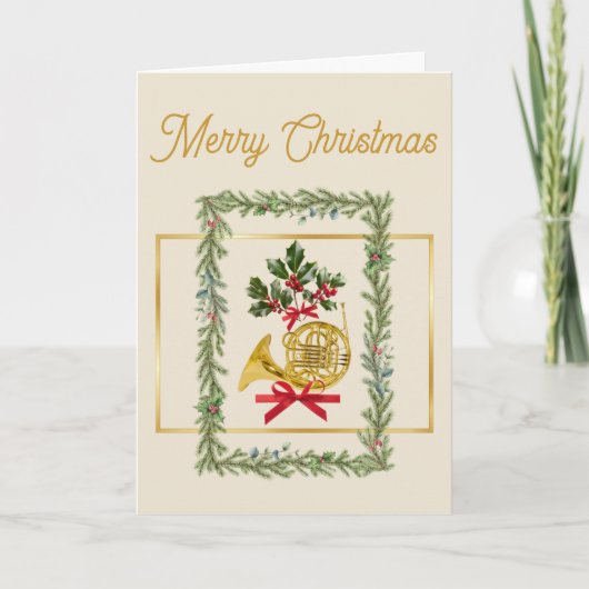 Cartes Pour Fêtes Annuelles Elegant French Horn Christmas Irish Cream (Devant)