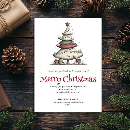 Cartes Pour Fêtes Annuelles Elegant Funny Christmas Tree Hand Drawn Design