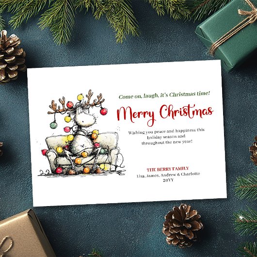 Cartes Pour Fêtes Annuelles Elegant Funny Reindeer Christmas Greeting Card