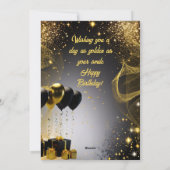 Cartes Pour Fêtes Annuelles Elégant Gold Black Joyeux Anniversaire célébré (Dos)