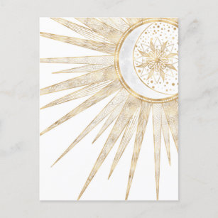 Cartes Pour Fêtes Annuelles Elegant Gold Doodles Sun Moon Mandala Design