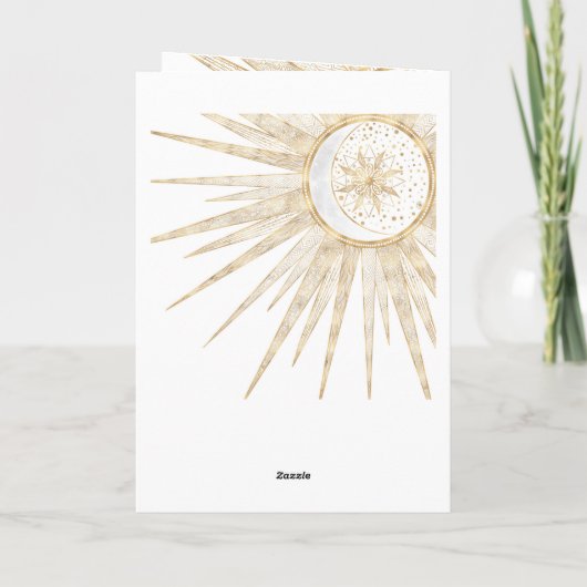 Cartes Pour Fêtes Annuelles Elegant Gold Doodles Sun Moon Mandala Design (Dos)