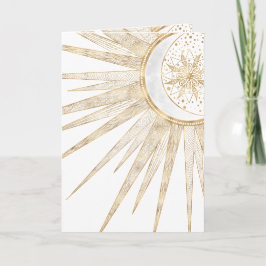 Cartes Pour Fêtes Annuelles Elegant Gold Doodles Sun Moon Mandala Design (Devant)