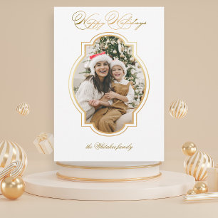 Cartes Pour Fêtes Annuelles Elégant Gold Happy Holidays Script Photo