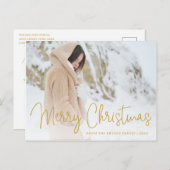 Cartes Pour Fêtes Annuelles Elegant Gold Joyeux Noël Photo (Devant / Derrière)