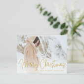 Cartes Pour Fêtes Annuelles Elegant Gold Joyeux Noël Photo (Debout devant)