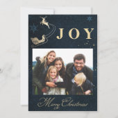 Cartes Pour Fêtes Annuelles Elegant Gold Navy Blue Sky photo Famille Noël (Devant)