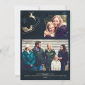 Cartes Pour Fêtes Annuelles Elegant Gold Navy Blue Sky photo Famille Noël (Dos)