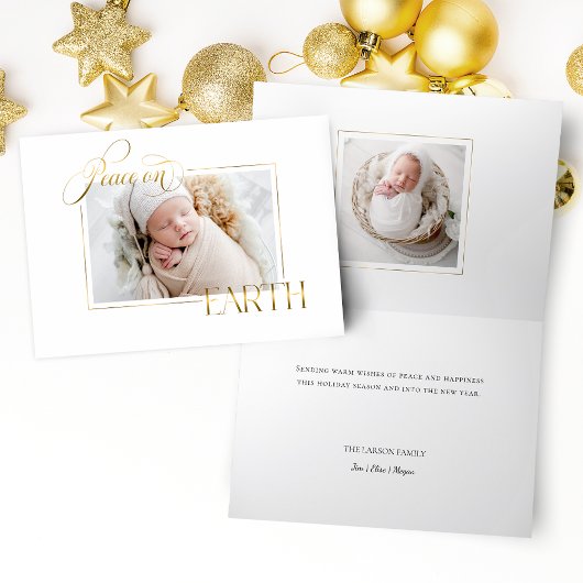 Cartes Pour Fêtes Annuelles Elegant Gold Peace on Earth Photo