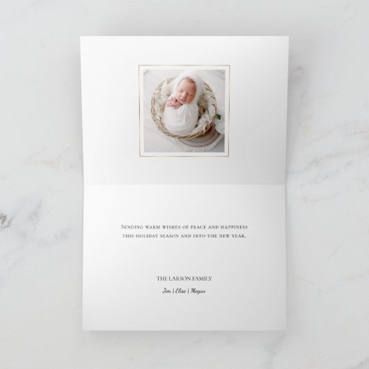 Cartes Pour Fêtes Annuelles Elegant Gold Peace on Earth Photo (Intérieur)