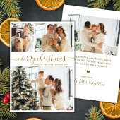 Cartes Pour Fêtes Annuelles Elegant Gold Script 3 Photo Collage Christmas