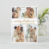 Cartes Pour Fêtes Annuelles Elegant Gold Script 4 Photo Collage Christmas (Debout devant)