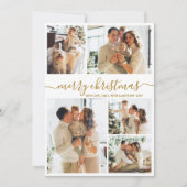 Cartes Pour Fêtes Annuelles Elegant Gold Script 8 Photo Collage Christmas (Devant)