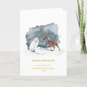 Cartes Pour Fêtes Annuelles Élégant Gold Script Arctic Winter Minimaliste