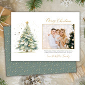 Cartes Pour Fêtes Annuelles Élégant Gold Script Christmas Tree One Photo