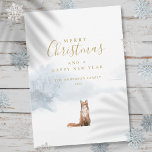 Cartes Pour Fêtes Annuelles Élégant Gold Script Christmas Winter Fox<br><div class="desc">Une carte de Noël élégante pour vous permettre de customiser en ajoutant votre message festif spécial et votre nom de famille. Conçu par Thisisnotme©</div>