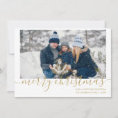 Cartes Pour Fêtes Annuelles Élégant Gold Script Joyeux Noël Photo (Devant)