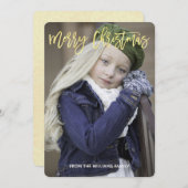 Cartes Pour Fêtes Annuelles Élégant Gold Script Joyeux Noël Photo personnalisé (Devant / Derrière)