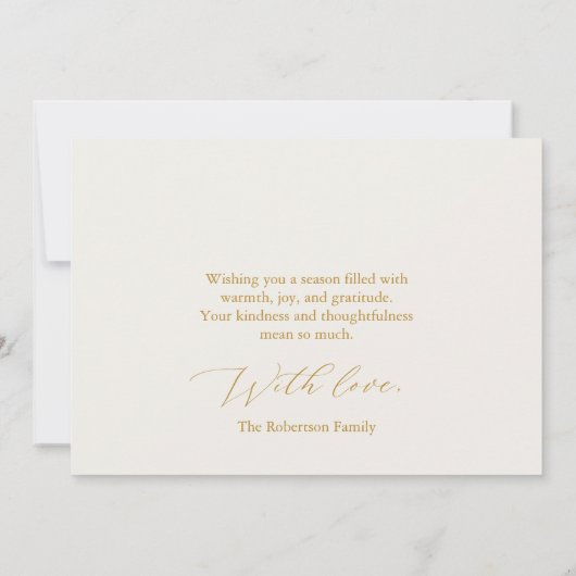 Cartes Pour Fêtes Annuelles Elegant Gold Script Thank You Card (Dos)