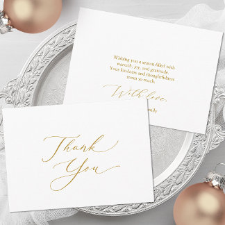 Cartes Pour Fêtes Annuelles Elegant Gold Script Thank You Card