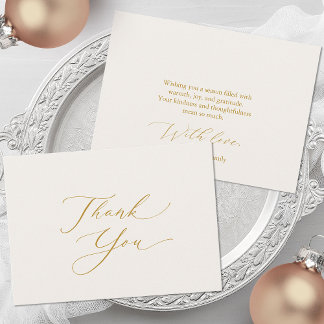 Cartes Pour Fêtes Annuelles Elegant Gold Script Thank You Card