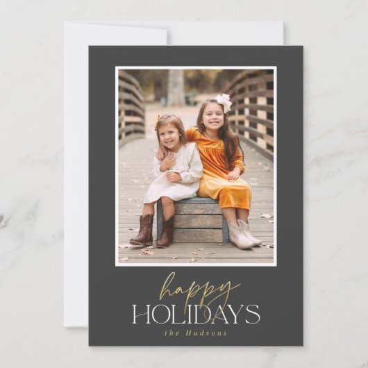 Cartes Pour Fêtes Annuelles Élégant Gold Script Vacances Calligraphie Collage (Devant)