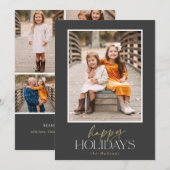 Cartes Pour Fêtes Annuelles Élégant Gold Script Vacances Calligraphie Collage (Devant / Derrière)