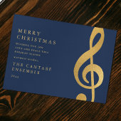 Cartes Pour Fêtes Annuelles Elegant Gold Treble Clef Merry Christmas Non Photo