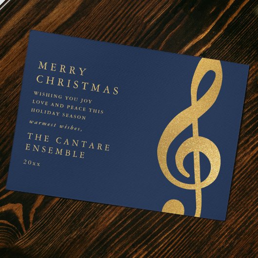 Cartes Pour Fêtes Annuelles Elegant Gold Treble Clef Merry Christmas Non Photo