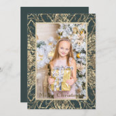 Cartes Pour Fêtes Annuelles Elégant Golden Joyeux Noël Photo Real (Devant / Derrière)