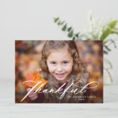 Cartes Pour Fêtes Annuelles Elégant Gras Gras Script Photo Thanksgiving (Debout devant)