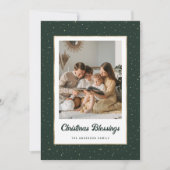 Cartes Pour Fêtes Annuelles Elegant Green Gold Starry Photo (Devant)