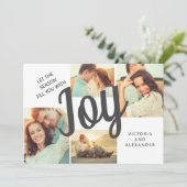 Cartes Pour Fêtes Annuelles Elégant Green Joy Script Holiday 4 Photo (Debout devant)