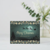 Cartes Pour Fêtes Annuelles Élégant Green Plaid Holly Père Noël Reindeer Noël (Debout devant)