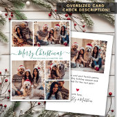 Cartes Pour Fêtes Annuelles Élégant Green Script 5 Photo Collage Noël