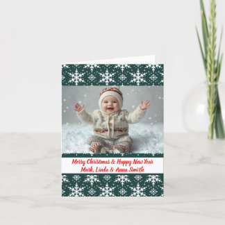 Cartes Pour Fêtes Annuelles Élégant Green Snowflakes Noël Pliage Photo