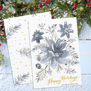 Cartes Pour Fêtes Annuelles Elégant Gris Berry Bough Aquarelle Florale