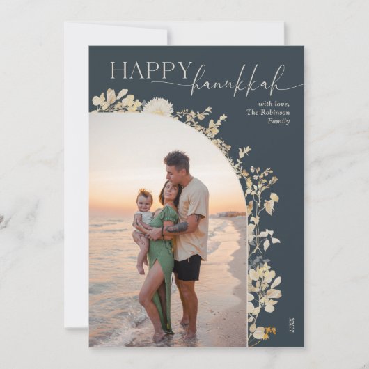 Cartes Pour Fêtes Annuelles Elegant Happy Hanoukka Photo (Devant)