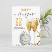 Cartes Pour Fêtes Annuelles Elegant Happy New Year Champagne Countdown Clock (Debout devant)