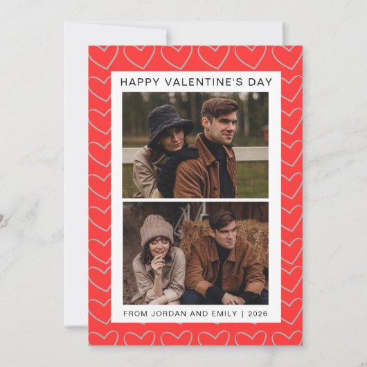 Cartes Pour Fêtes Annuelles Élégant Heureuse Sainte-Valentin des Coeurs rouges (Devant)