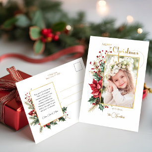 Cartes Pour Fêtes Annuelles Elégant hiver Floral or Joyeux Noël 1 Photo